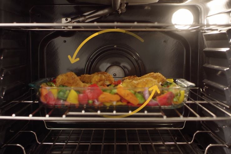 Cook faster and more evenly with true convection cooking.