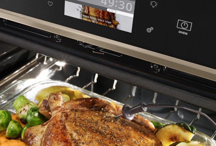 Whirlpool® convection wall ovens with digital meat thermometer help keep food from being overdone.