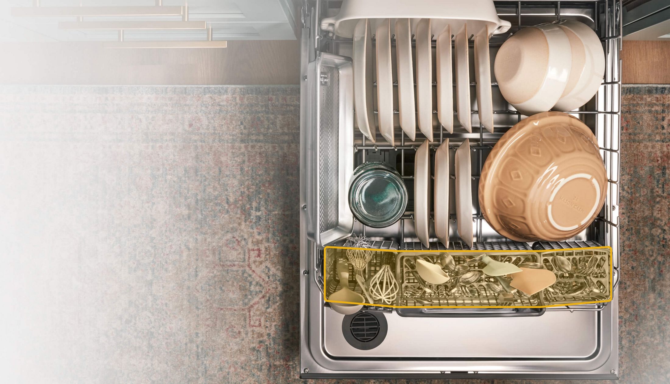 Move or separate the 3-Piece Silverware Basket to make more room