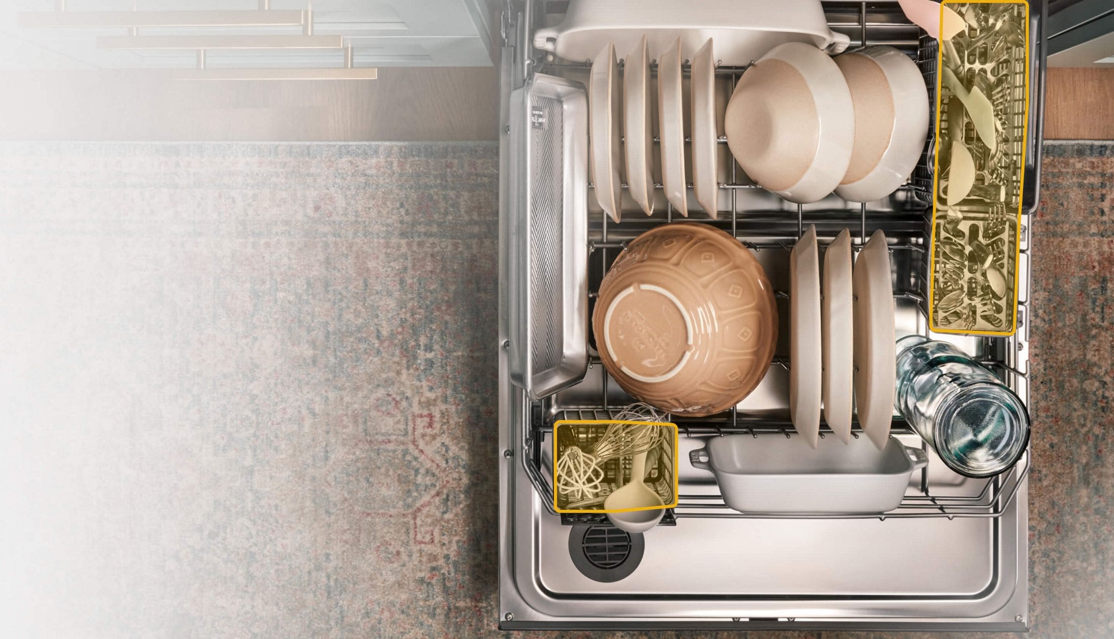 Move or separate the 3-Piece Silverware Basket to make more room