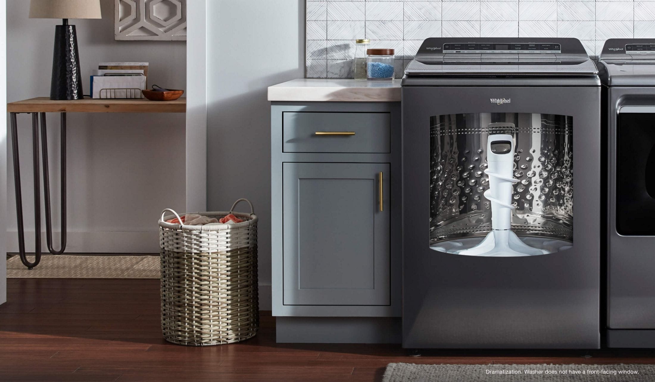A Whirlpool® Smart Washer with the 2 in 1 Removable Agitator
