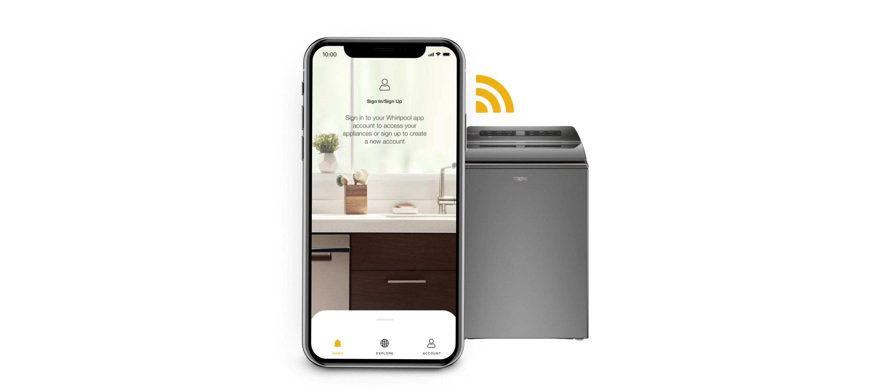 App screen on phone with washer
