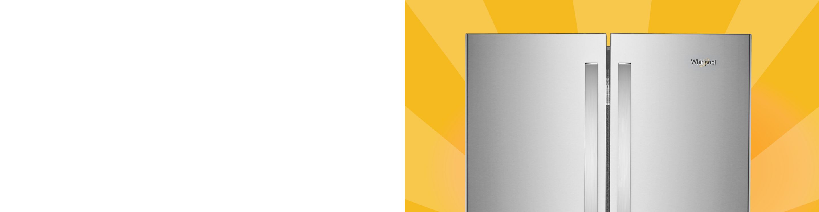 An open Whirlpool® 4 Door Refrigerator in a kitchen