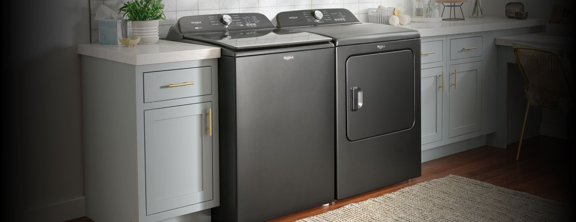 All-in-one washer and dryer takes up less space in the laundry room.