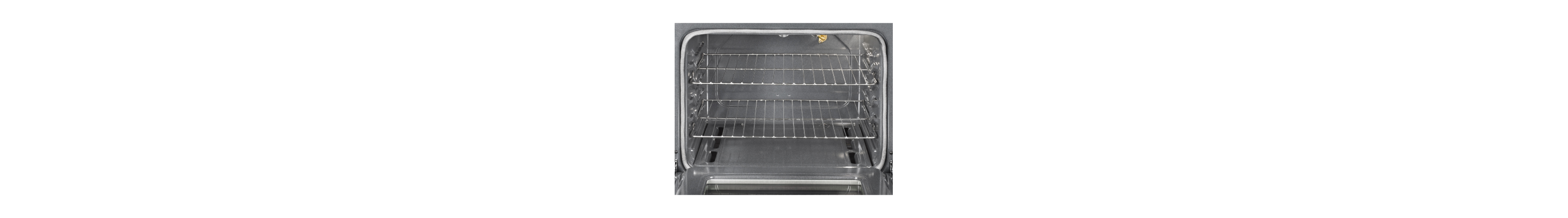Empty, open oven cavity with racks
