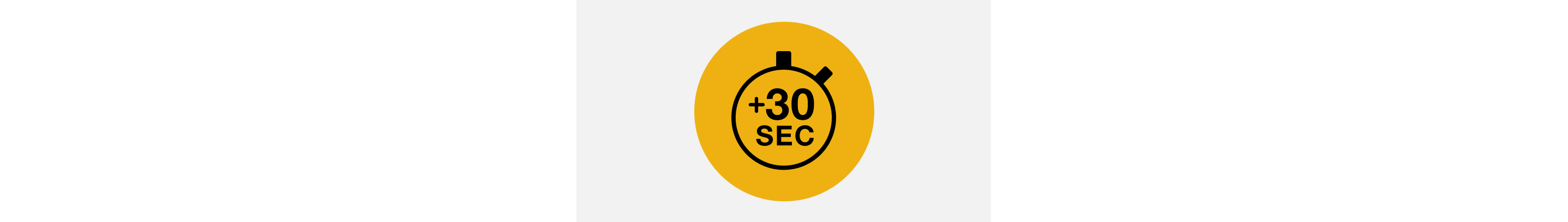 Stopwatch icon labled with plus 30 seconds