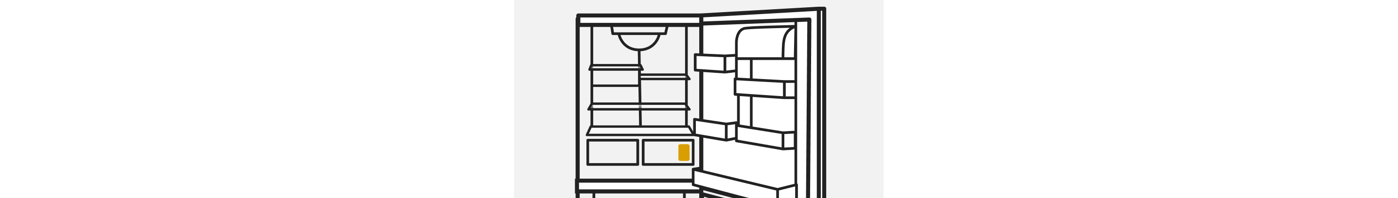 A line drawing of an open Bottom Mount refrigerator with the FreshFlow™ Produce Preserver highlighted.