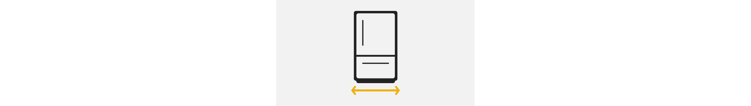 A line drawing of a bottom mount refrigerator with a double-sided arrow showing width.