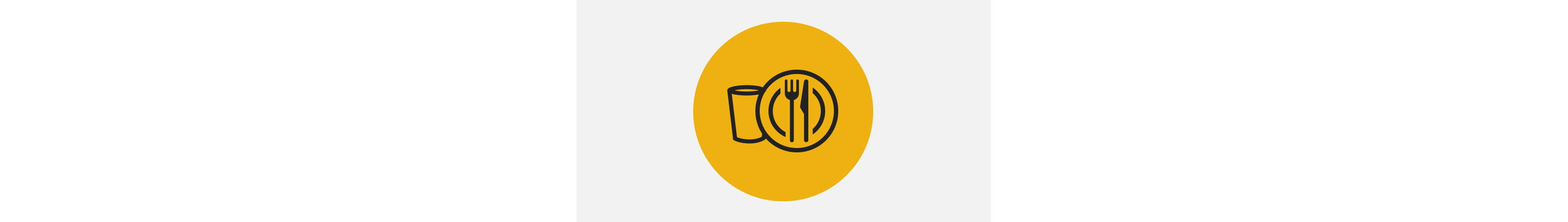 An icon representing a full place setting with plate, fork, knife and cup