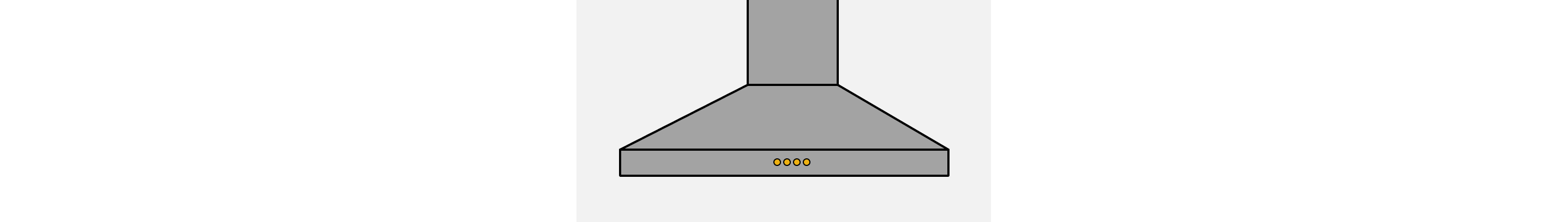 Line drawing of a canopy vent hood with push button controls