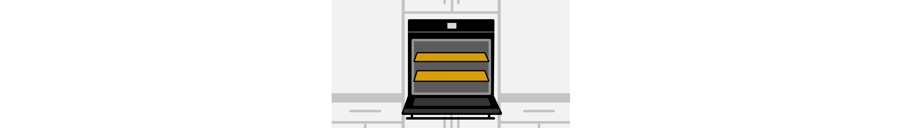 A line drawing of an open single wall oven with the racks highlighted.