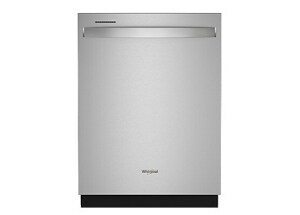 A Whirlpool® 24” Stainless Steel Dishwasher with AI Intelligent Wash - 47 dBA
