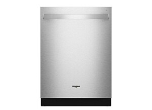A Whirlpool® 24-Inch Top Control Dishwasher with Total Coverage Wash and Auto Open Air Dry in Fingerprint Resistant Stainless Steel