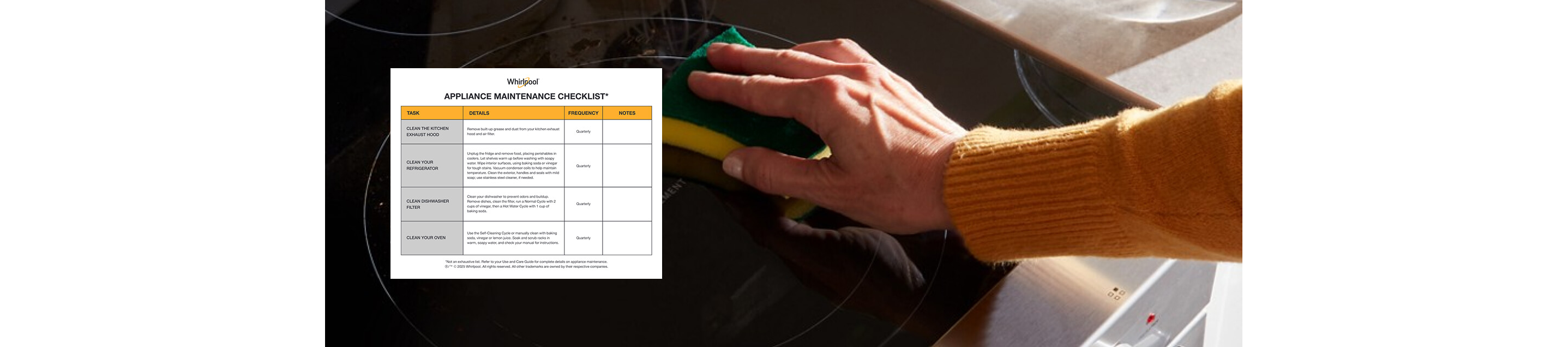 Free cleaning checklist from Whirlpool brand