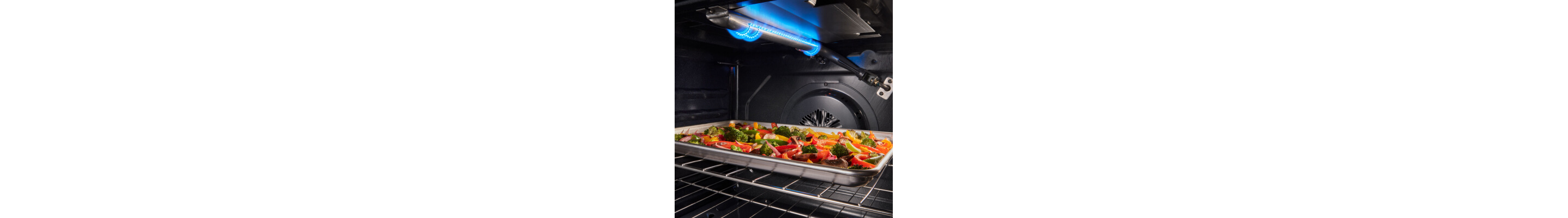 Roasted vegetables inside of an oven