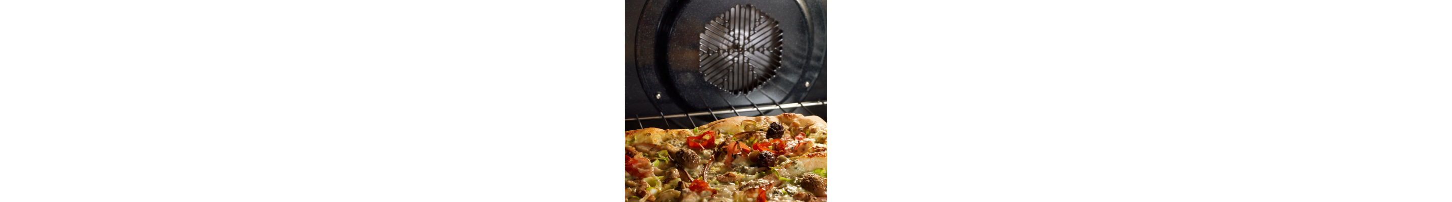 Pizza baking in an oven