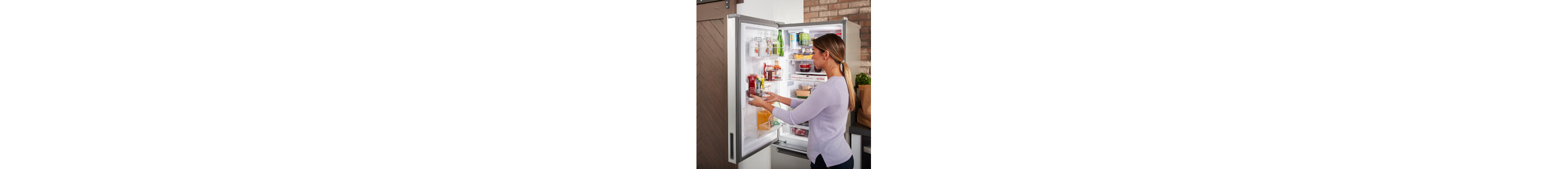 Person removing food from a refrigerator