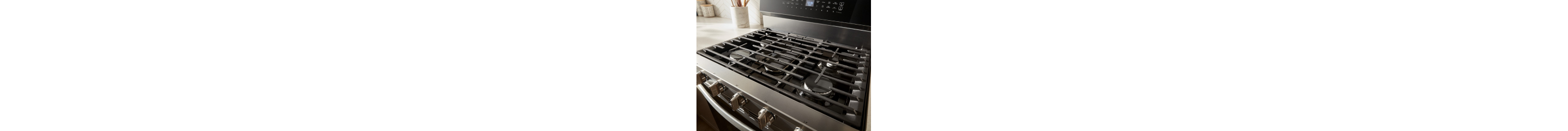 Close-up image of a gas kitchen range