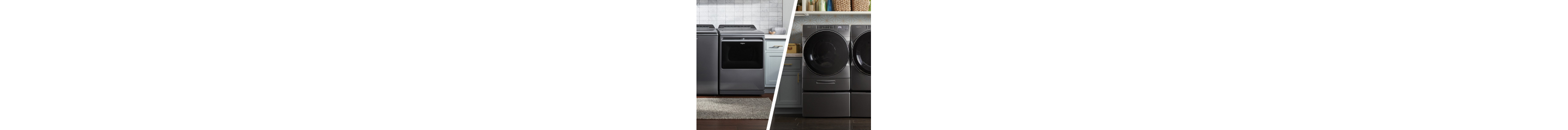 Side-by-side image of front and top loading laundry sets