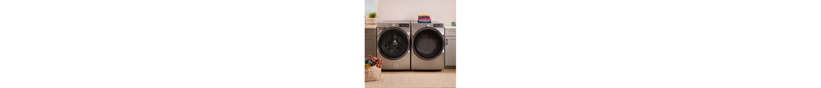 Stainless steel front load washer and dryer set