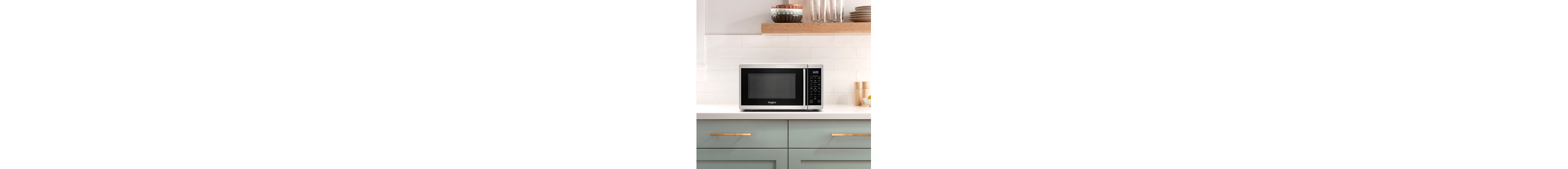 Countertop microwave on a kitchen counter