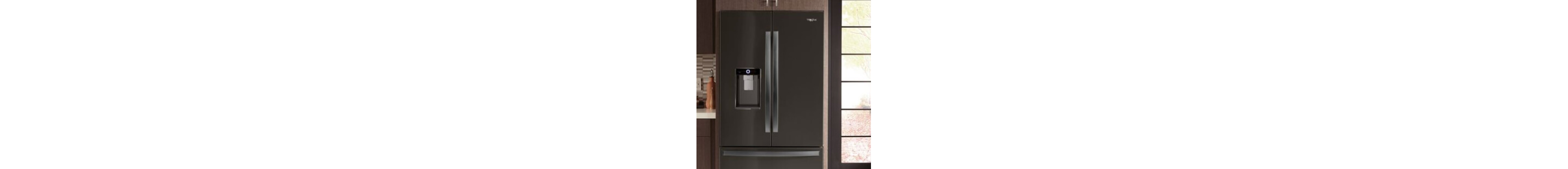 A French door refrigerator in a kitchen