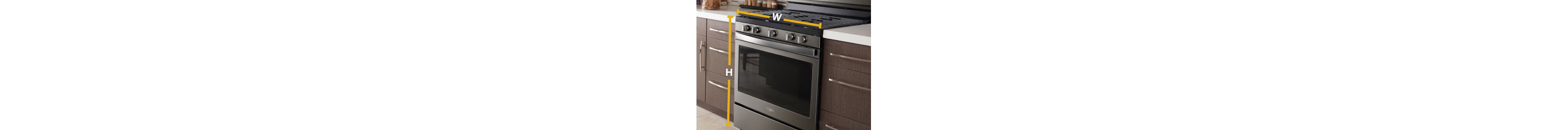 Whirlpool®️ range dimensions infographic