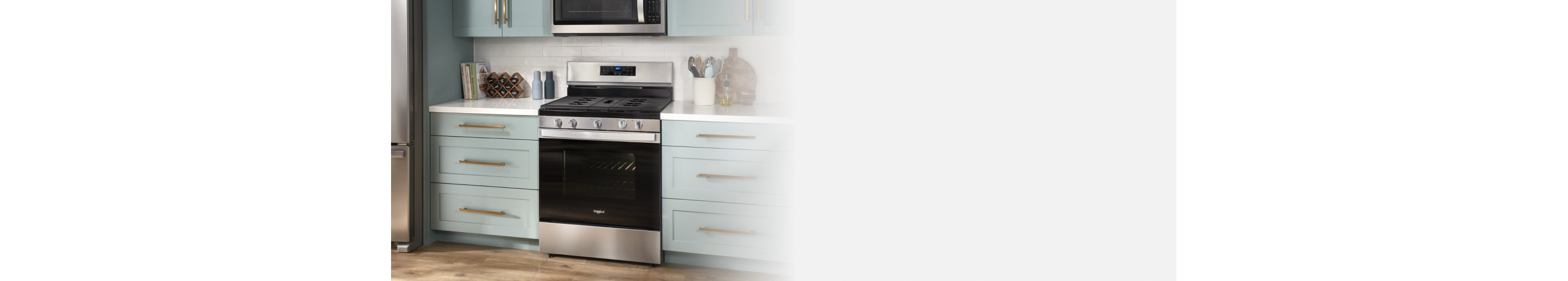 Whirlpool® Gas Range in a bright kitchen