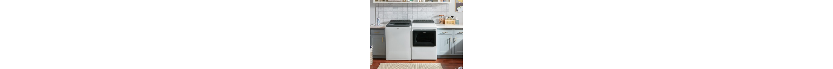 White top load washer and dryer