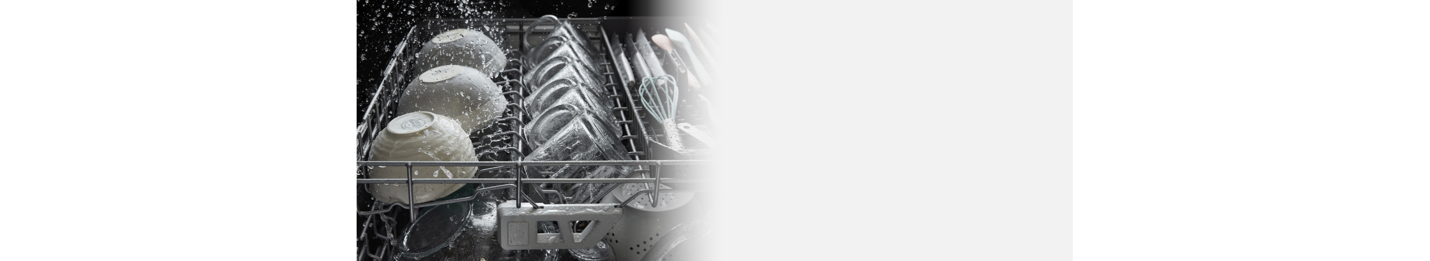 Dishes in a dishwasher wash cycle