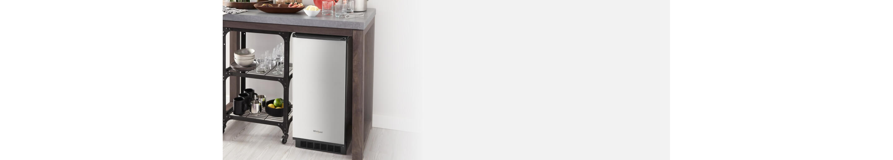 Whirlpool® Ice Maker under a bar cart