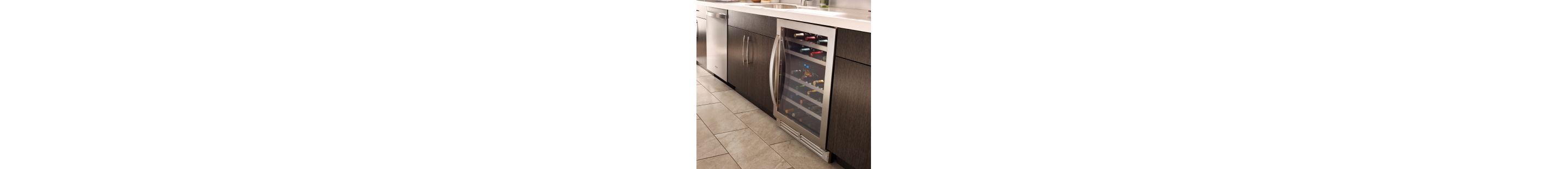 Wine refrigerator in a modern kitchen