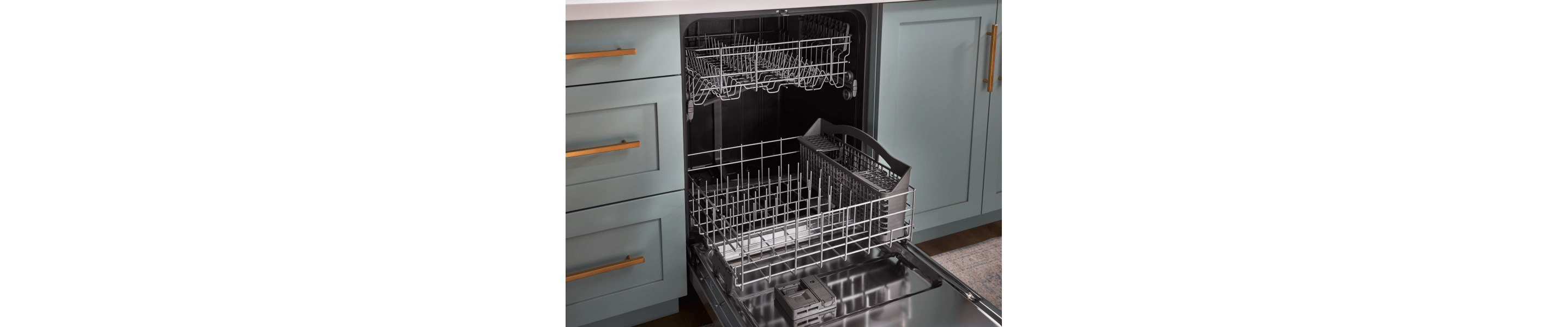 Open and empty dishwasher