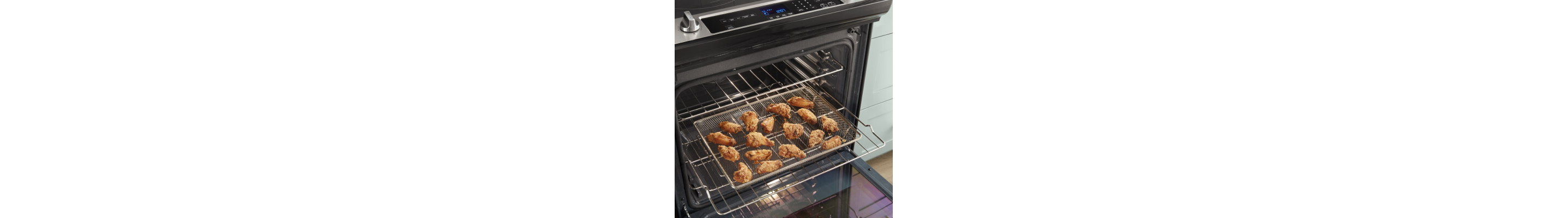 Chicken wings baking inside the oven