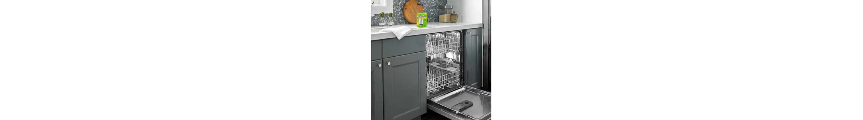 Door open on empty dishwasher