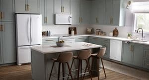 Grey kitchen outlet white appliances