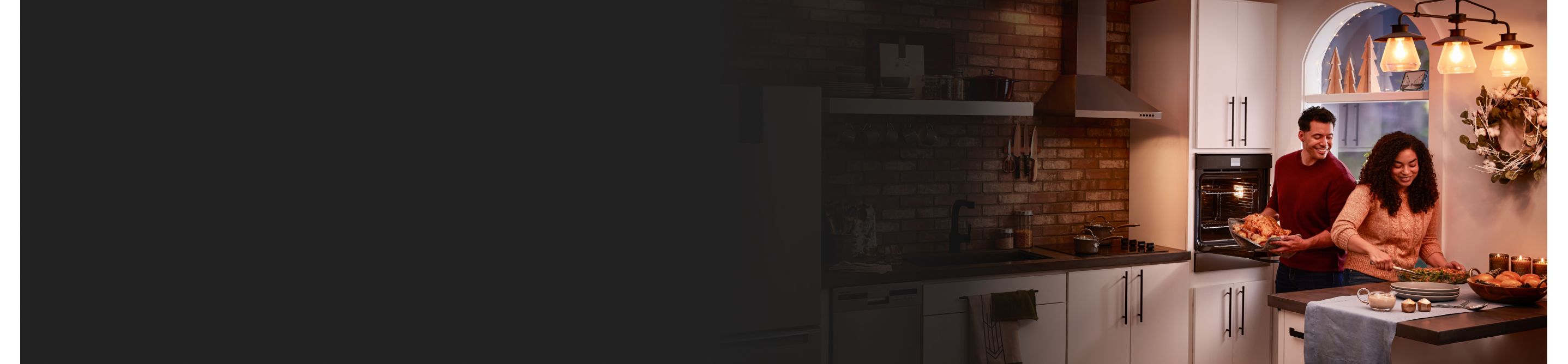 Stainless steel Whirlpool® appliances in a rustic kitchen