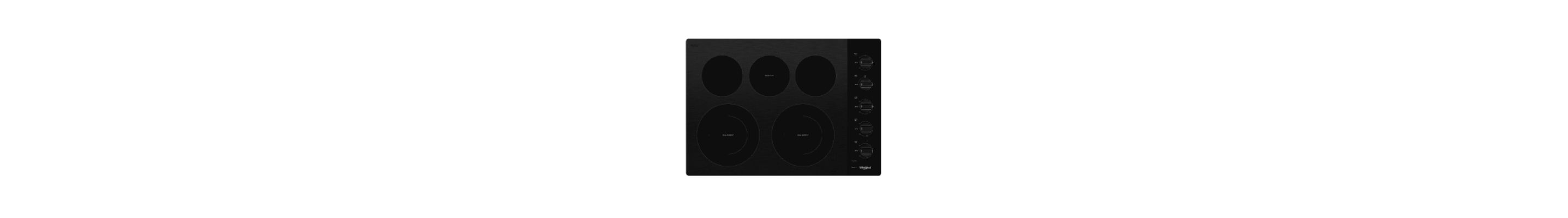A black 5-burner cooktop