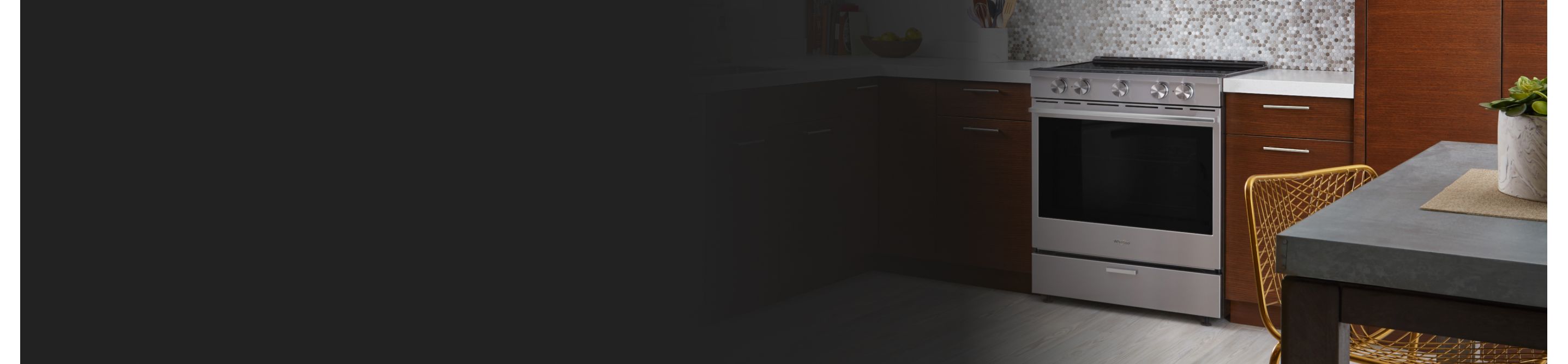 Whirlpool® range set in cabinetry