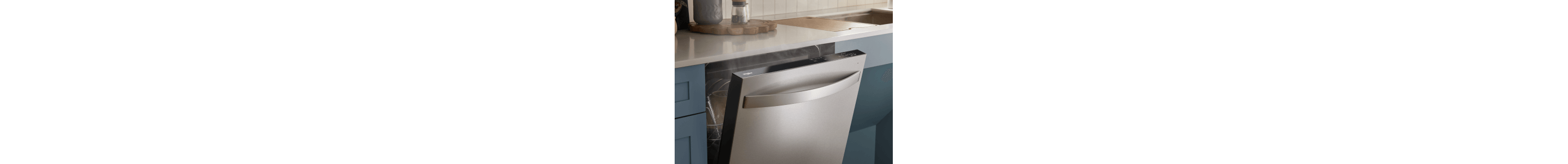 Stainless steel dishwasher slightly opened