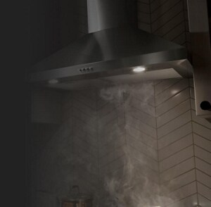 Steam being vented into a range hood
