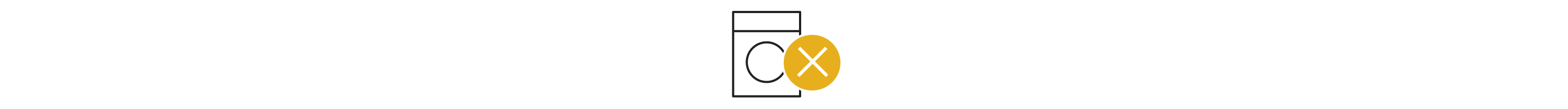Front load washer with “X” mark icon