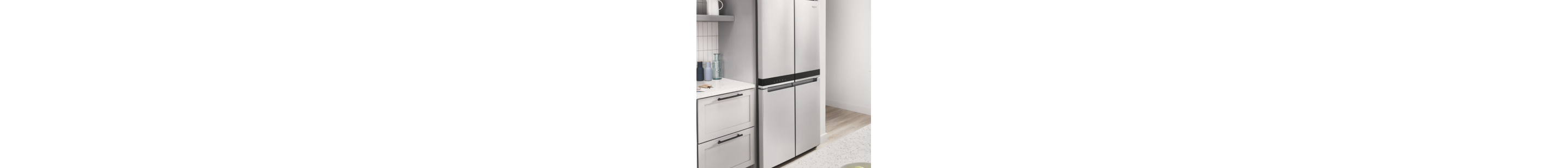 A stainless steel Whirlpool® refrigerator in a kitchen
