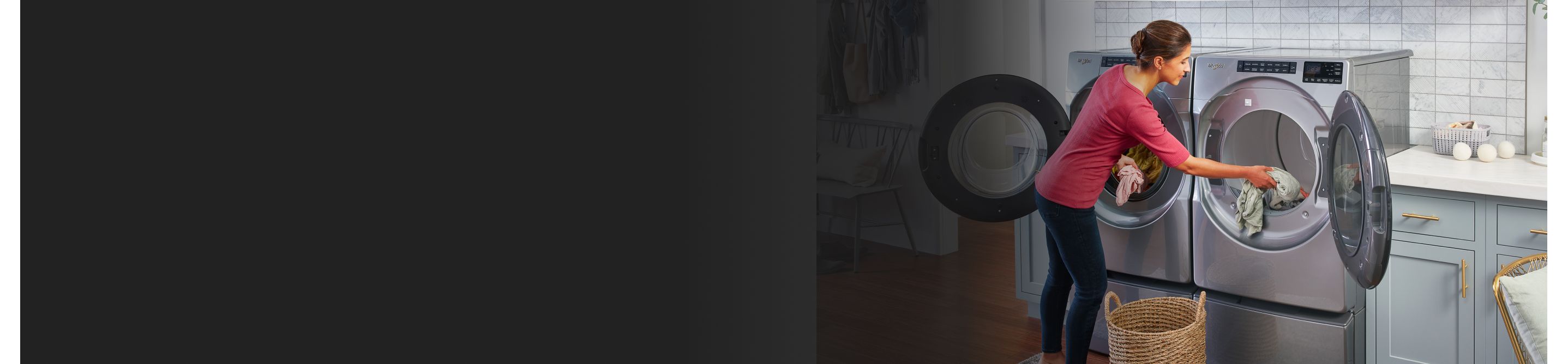 Person loading washing machine