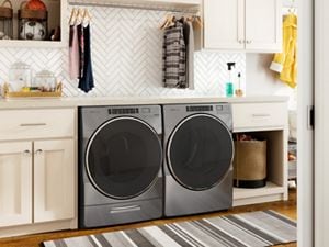 Washer dryer outlet combo lint trap