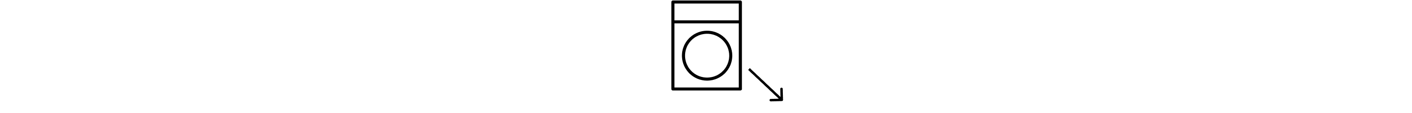 Dryer icon with arrow to show it being pulled away from the wall