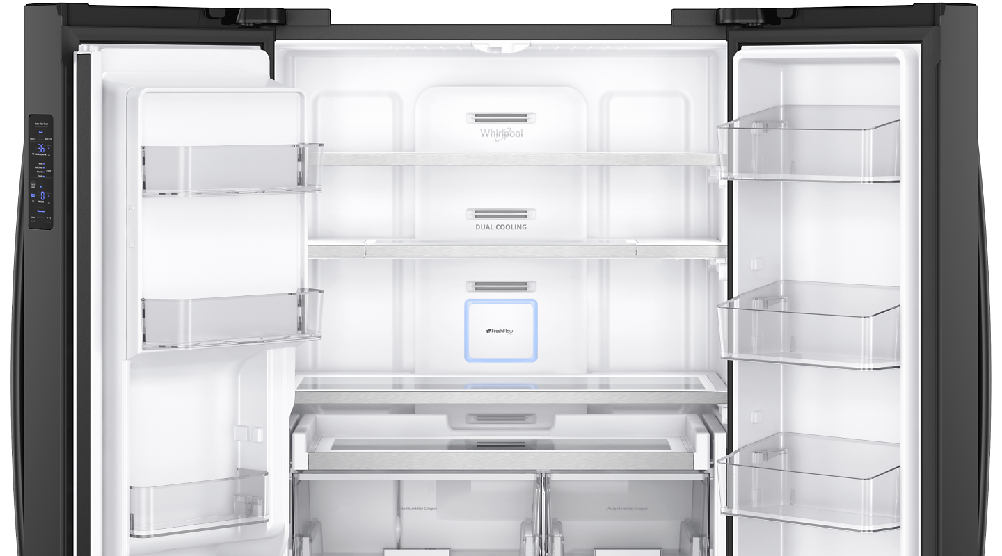 Open and empty refrigerator