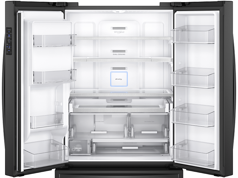 Open and empty refrigerator