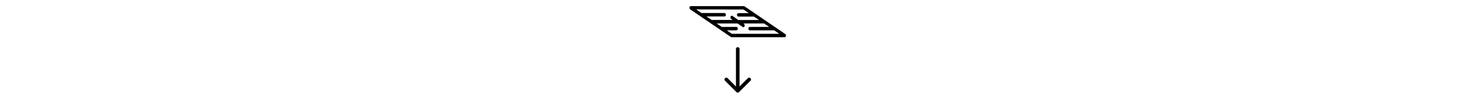 A stove grate and downward arrow icon.