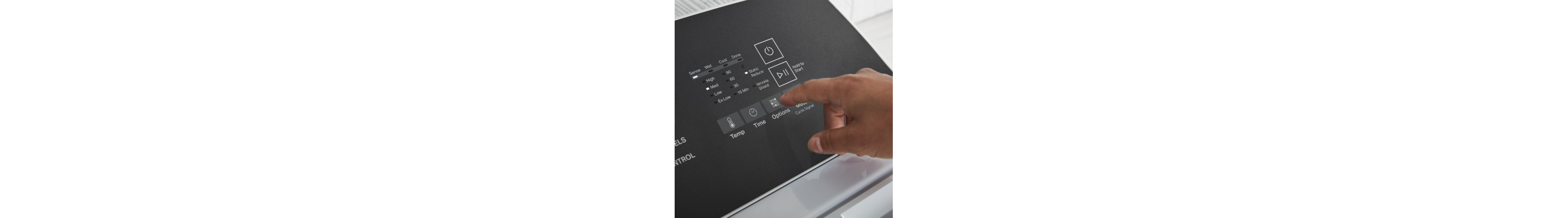 Whirlpool® dryer control panel.